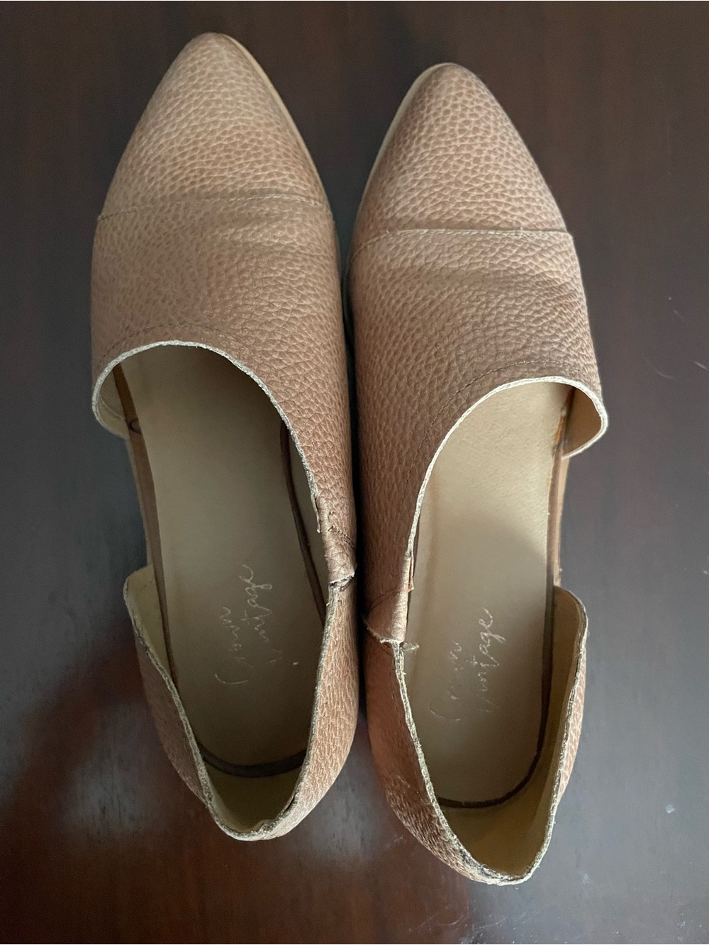 Crown Vintage Tan Pointed-Toe Booties, 7